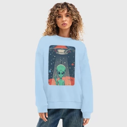Женский свитшот oversize без начеса хлопок Mars Alien - фото 2