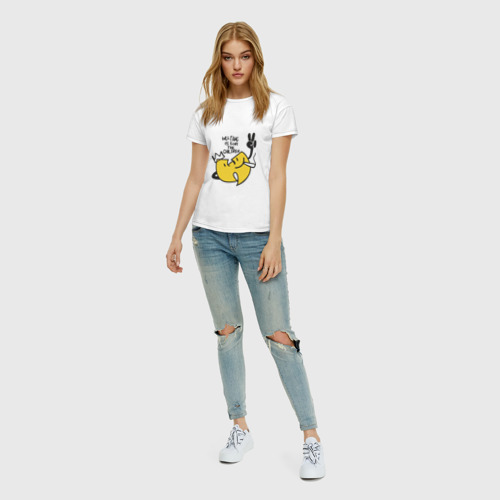 Женская футболка хлопок с принтом Wu-Tang Is For The Children, вид сбоку #3