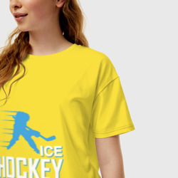 Женская футболка хлопок Oversize Хоккей Силуэт спортсмена - фото 2