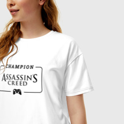 Женская футболка хлопок Oversize Assassin's Creed Gaming Champion: рамка с лого и джойстиком - фото 2