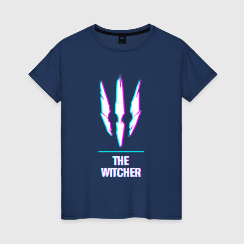 Женская футболка хлопок с принтом The Witcher в стиле Glitch (Баги Графики), вид спереди #2