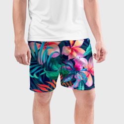 Мужские шорты спортивные Яркие тропические цветы - фото 2