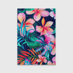 Обложка для паспорта матовая кожа Яркие тропические цветы