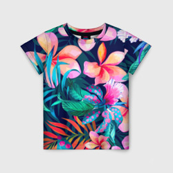 Детская футболка 3D Яркие тропические цветы