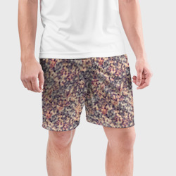 Мужские шорты спортивные Пиксельный узор в коричневых тонах - фото 2
