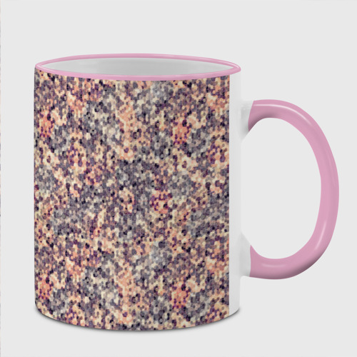 Кружка с полной запечаткой Пиксельный узор в коричневых тонах, цвет Кант розовый