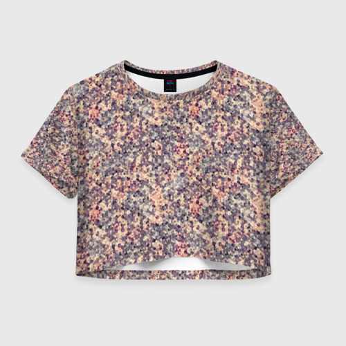 Женская футболка Crop-top 3D Пиксельный узор в коричневых тонах, цвет 3D печать