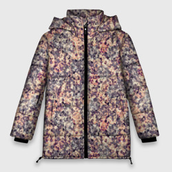 Женская зимняя куртка Oversize Пиксельный узор в коричневых тонах