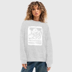 Женский свитшот oversize без начеса хлопок Император нуждается в тебе! Белый постер - фото 2