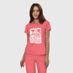 Женская пижама хлопок Император нуждается в тебе! Белый постер - фото 2