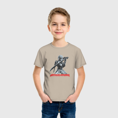 Детская футболка хлопок Райден из Metal Gear Rising с мечом, цвет миндальный - фото 3