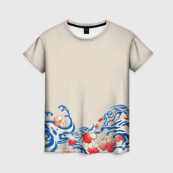 Женская футболка 3D Японский орнамент волн