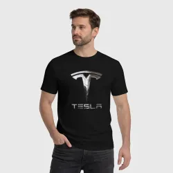 Мужская футболка хлопок Tesla Logo Тесла Логотип - фото 2