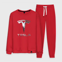 Мужской костюм хлопок Tesla Logo Тесла Логотип