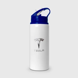 Бутылка для воды с трубочкой Tesla Logo Тесла Логотип