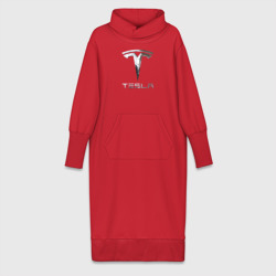 Платье удлиненное хлопок Tesla Logo Тесла Логотип