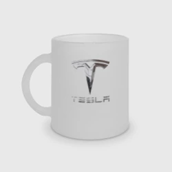 Кружка матовая стеклянная Tesla Logo Тесла Логотип