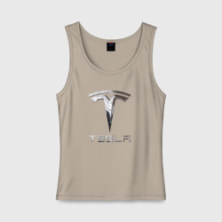 Женская майка хлопок Tesla Logo Тесла Логотип