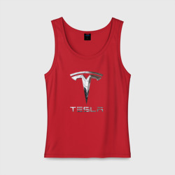 Женская майка хлопок Tesla Logo Тесла Логотип