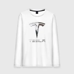 Мужской лонгслив хлопок Tesla Logo Тесла Логотип