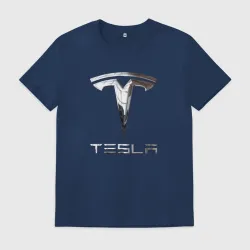 Мужская футболка хлопок Tesla Logo Тесла Логотип