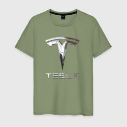 Мужская футболка хлопок Tesla Logo Тесла Логотип