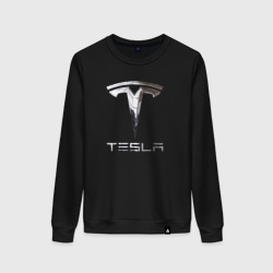 Женский свитшот хлопок Tesla Logo Тесла Логотип