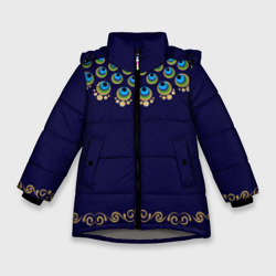 Зимняя куртка для девочек 3D Павлиньи перья с вензелями