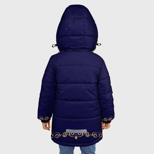 Зимняя куртка для девочек 3D Павлиньи перья с вензелями, цвет черный - фото 4