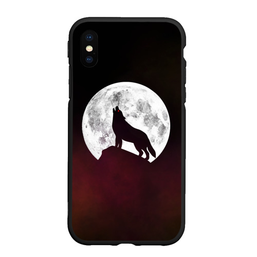 Чехол для iPhone XS Max матовый с принтом Волк и луна, вид спереди #2