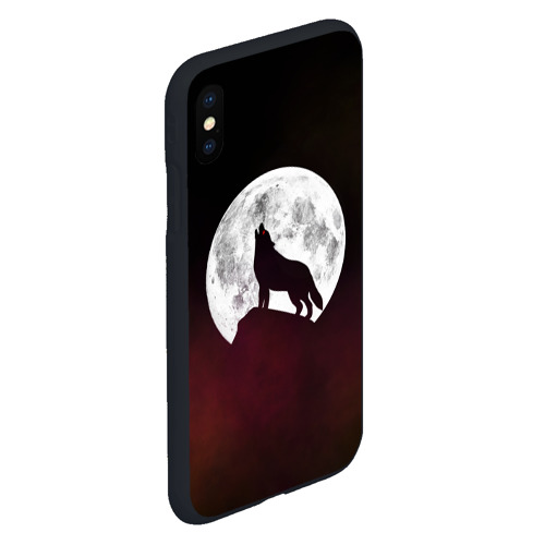 Чехол для iPhone XS Max матовый с принтом Волк и луна, вид сбоку #3