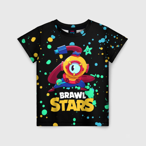 Детская футболка 3D с принтом Otis Brawl Stars, вид спереди #2