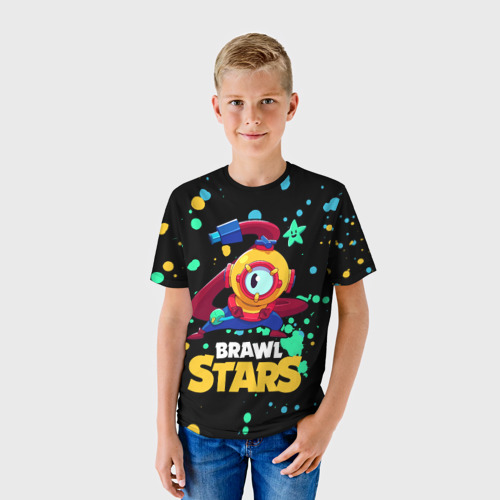 Детская футболка 3D с принтом Otis Brawl Stars, фото на моделе #1