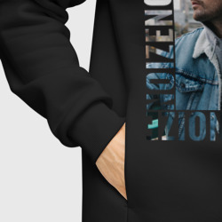 Худи с принтом Noize MC Портрет для мужчины, вид на модели спереди №6. Цвет основы: черный