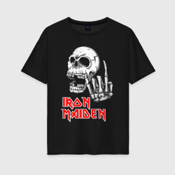 Женская футболка хлопок Oversize Iron Maiden, Череп