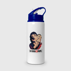Бутылка для воды с трубочкой Бумажный дом La Casa de Papel