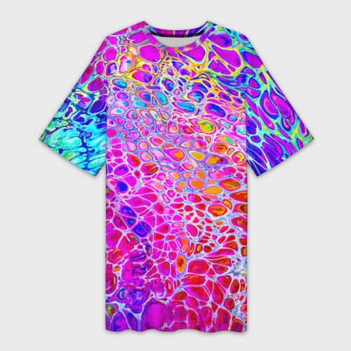 Платье-футболка 3D Красочные всплески красок Экспрессия, цвет 3D печать