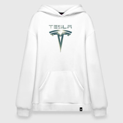 Худи SuperOversize хлопок Tesla Logo Тесла Логотип Карбон