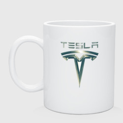 Кружка керамическая Tesla Logo Тесла Логотип Карбон