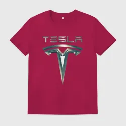 Мужская футболка хлопок Tesla Logo Тесла Логотип Карбон