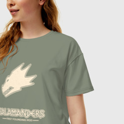 Женская футболка хлопок Oversize Саламандры лого винтаж - фото 2