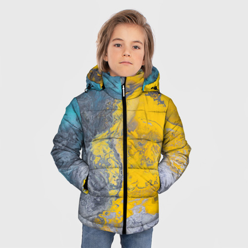 Зимняя куртка для мальчиков 3D Извержение Красок, цвет черный - фото 3