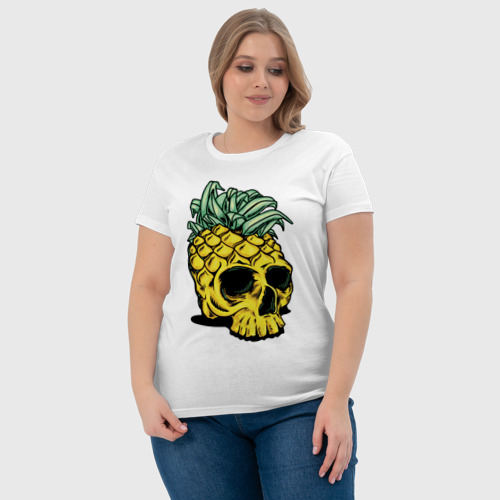 Женская футболка хлопок с принтом Череп-ананас / Лето, фото #4