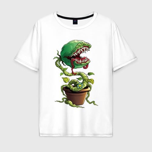 Мужская футболка хлопок Oversize Plant - Piranha, цвет белый