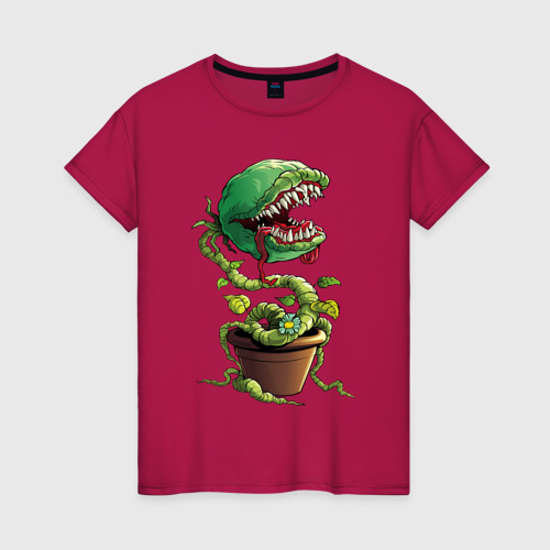 Женская футболка хлопок Plant - Piranha, цвет маджента