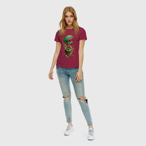 Женская футболка хлопок Plant - Piranha, цвет маджента - фото 5