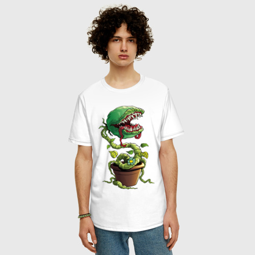 Мужская футболка хлопок Oversize Plant - Piranha, цвет белый - фото 3