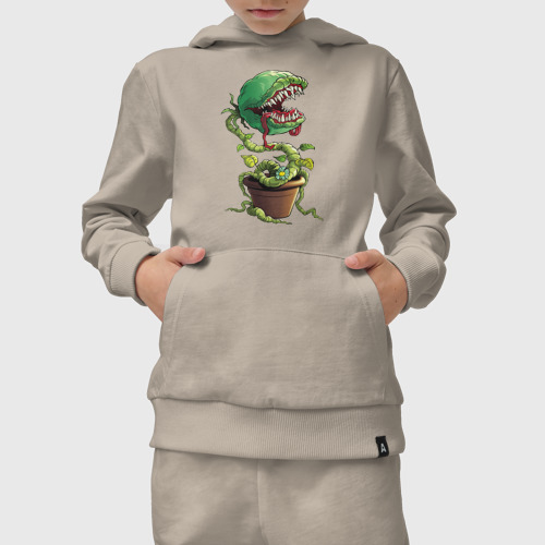 Детский костюм с толстовкой хлопок с принтом Plant - Piranha, вид сбоку #3