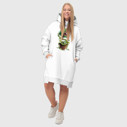 Платье с принтом Plant - Piranha для женщины, вид на модели спереди №5. Цвет основы: белый