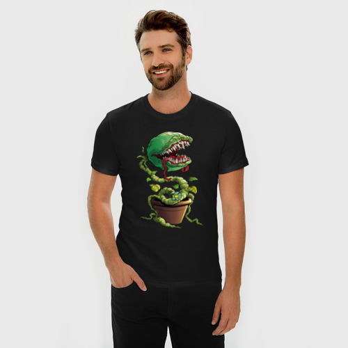 Мужская футболка хлопок Slim Plant - Piranha, цвет черный - фото 3